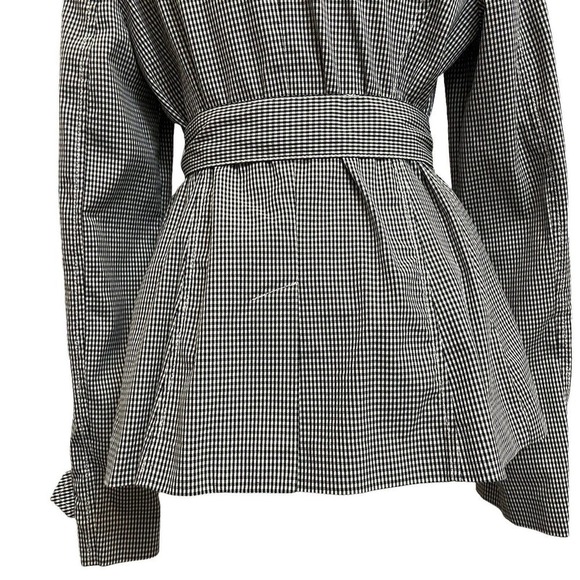 Halogen Black & White Plaid Jacket Short Belted Waist Coat - Picture 8 of 12